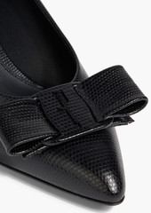 Ferragamo - Viva bow-detailed lizard-effect leather pumps - Black - US 5