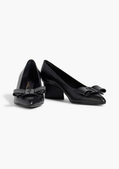 Ferragamo - Viva bow-detailed lizard-effect leather pumps - Black - US 5