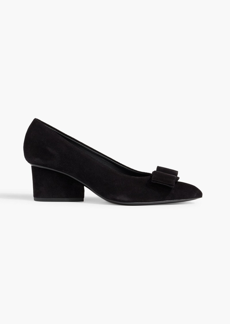 Ferragamo - Viva bow-detailed suede pumps - Black - US 6