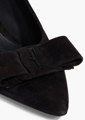 Ferragamo - Viva bow-detailed suede pumps - Black - US 6