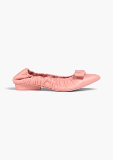 Ferragamo - Viva bow-embellished leather point-toe flats - Pink - US 7.5