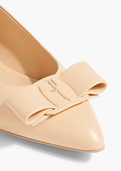 Ferragamo - Viva bow-embellished leather point-toe flats - Yellow - US 9.5
