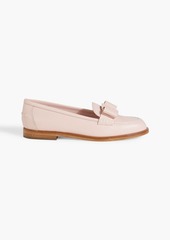 Ferragamo - Vivaldo bow-detailed lizard-effect leather loafers - Pink - US 6.5