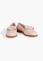 Ferragamo - Vivaldo bow-detailed lizard-effect leather loafers - Pink - US 6.5