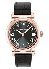 FERRAGAMO Allure Leather Strap Watch