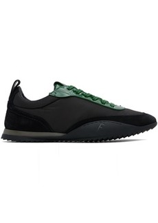 Ferragamo Black & Green Patent Leather Trim Sneakers
