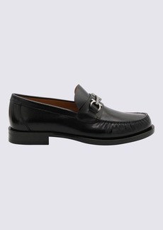 FERRAGAMO BLACK AND NEW BISCUIT LEATHER LOAFERS