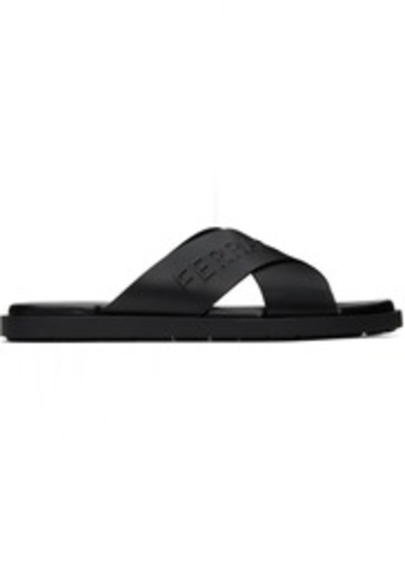 Ferragamo Black Crossover Strap Sandals