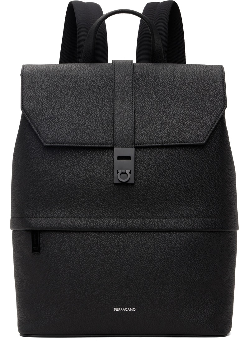 Ferragamo Black Gancini Buckle Backpack