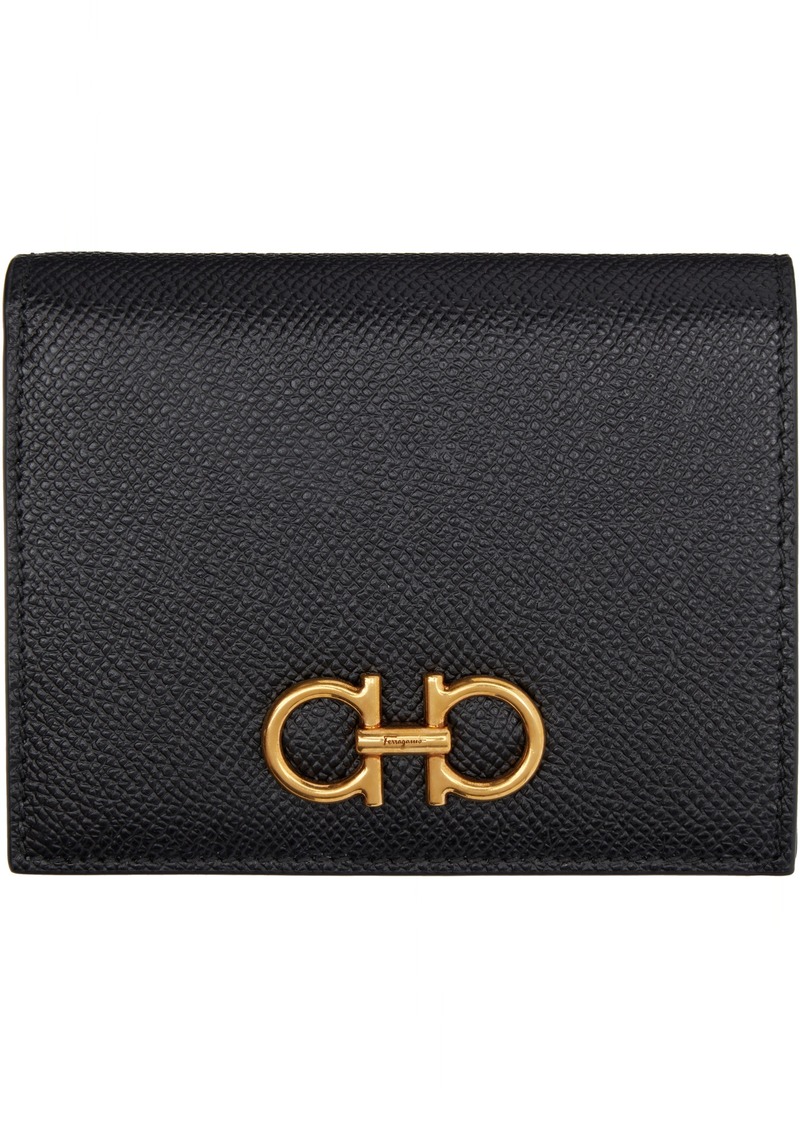 Ferragamo Black Gancini Compact Wallet