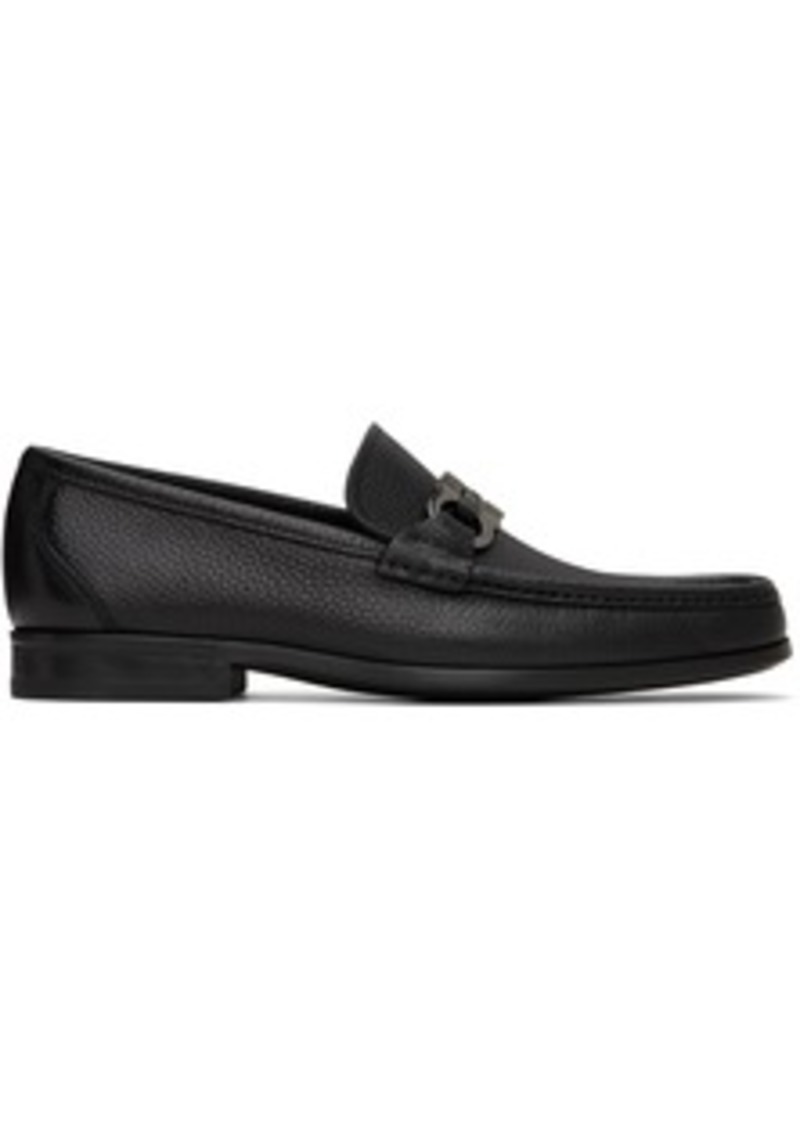 Ferragamo Black Gancini Ornament Loafers