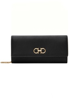 Ferragamo Black Gancini Wallet Chain Shoulder Bag