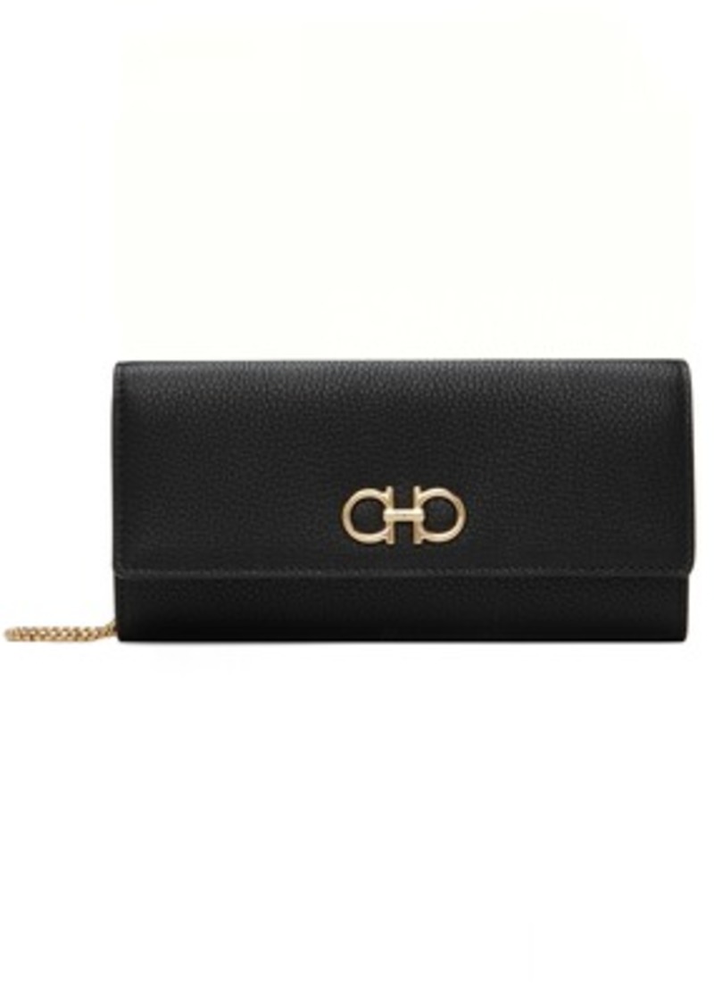 Ferragamo Black Gancini Wallet Chain Shoulder Bag