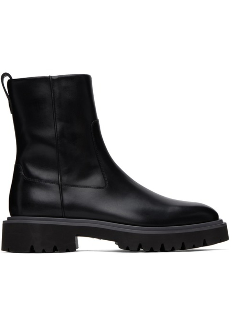 Ferragamo Black Leather Chelsea Boots