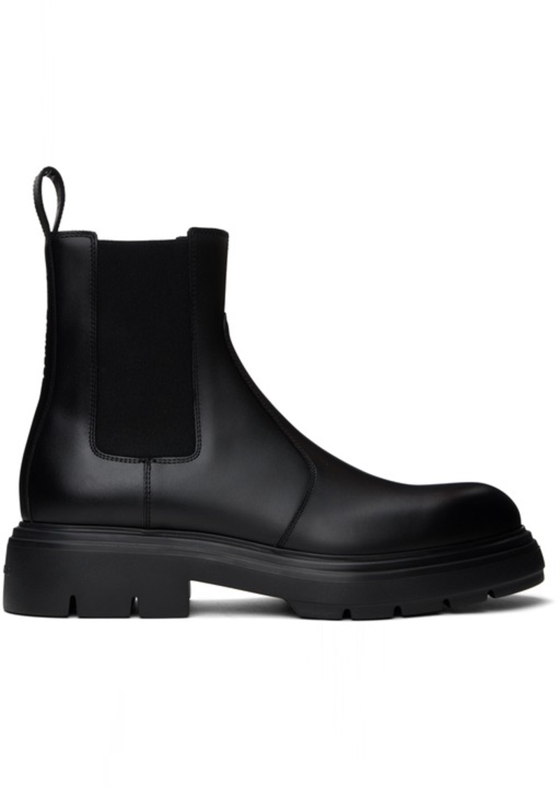 Ferragamo Black Leather Chelsea Boots