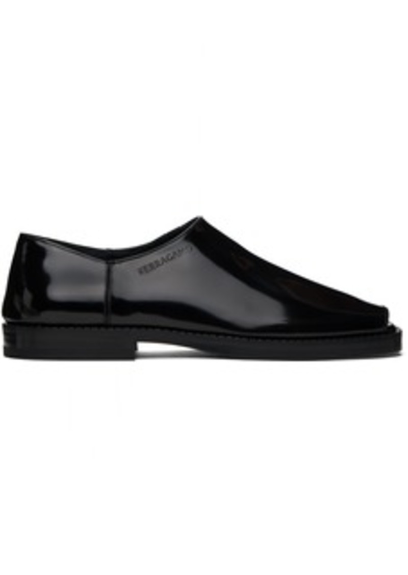 Ferragamo Black Open Toe Loafers