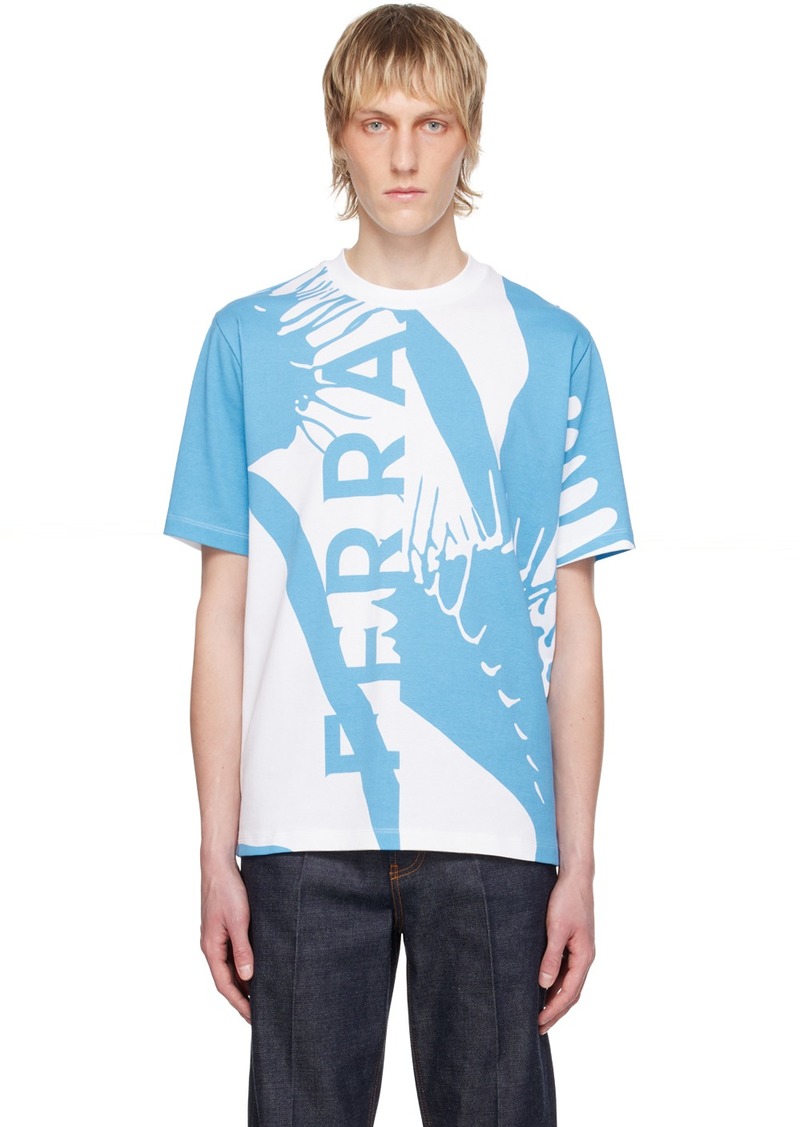 Ferragamo Blue & White Venus T-Shirt