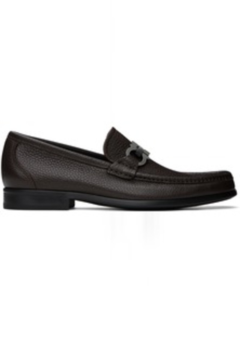 Ferragamo Brown Gancini Ornament Loafers