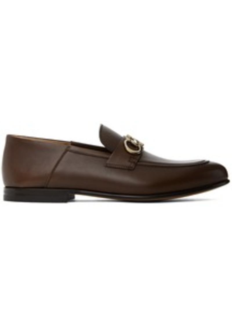 Ferragamo Brown Hardware Loafers