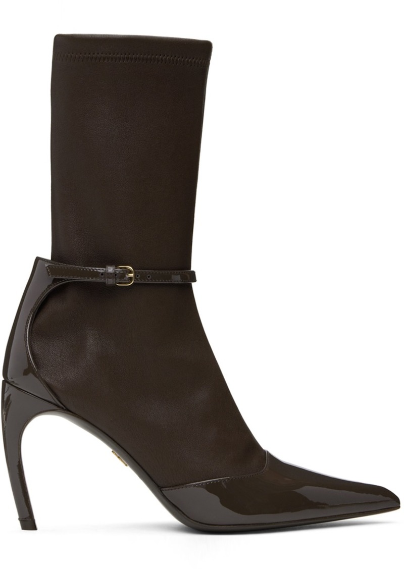 Ferragamo Brown Pointed Ankle Boots