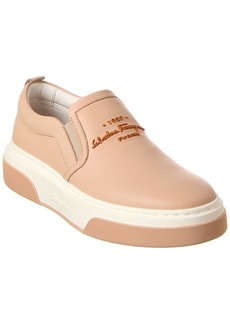 Ferragamo Cassina Leather Slip-On Sneaker