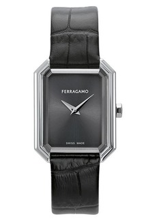 FERRAGAMO Crystal Leather Strap Watch
