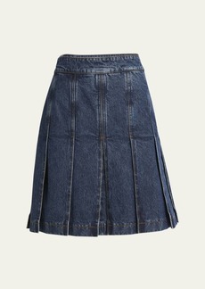 Ferragamo Denim Pleated Mini Skirt