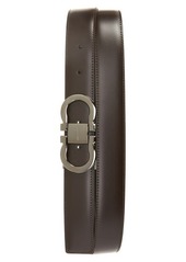 FERRAGAMO Double Gancio Calfskin Leather Belt