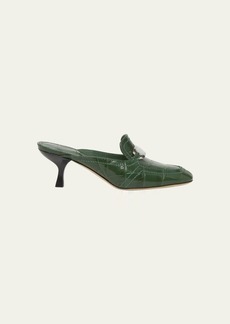 Ferragamo Eloyde Croco Loafer Mules