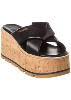 Ferragamo Engracia Leather Wedge Sandal