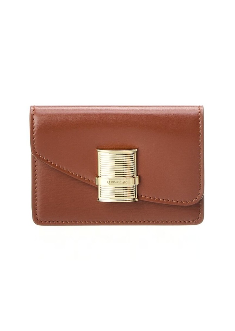 Ferragamo Fiamma Leather Card Holder