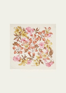 FERRAGAMO Floral Print Silk Square Scarf