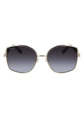 FERRAGAMO Gancini 57mm Gradient Oval Sunglasses