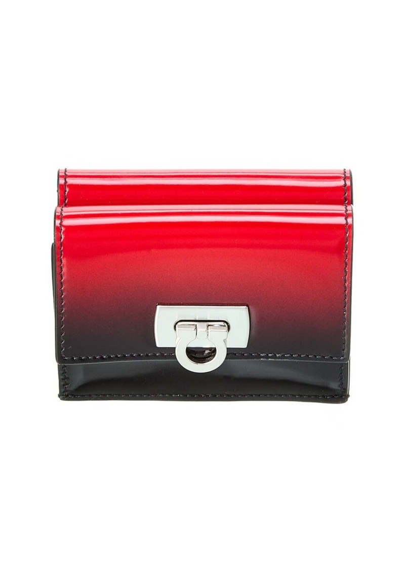 Ferragamo Gancini Clasp Leather Card Case Wallet