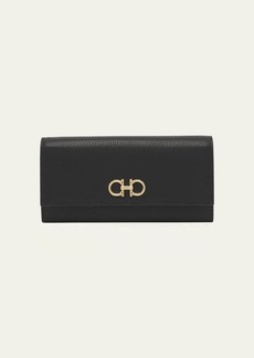 Ferragamo Gancino Flap Leather Wallet with Chain Strap