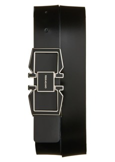 FERRAGAMO Geometric Gancio Buckle Leather Reversible Belt