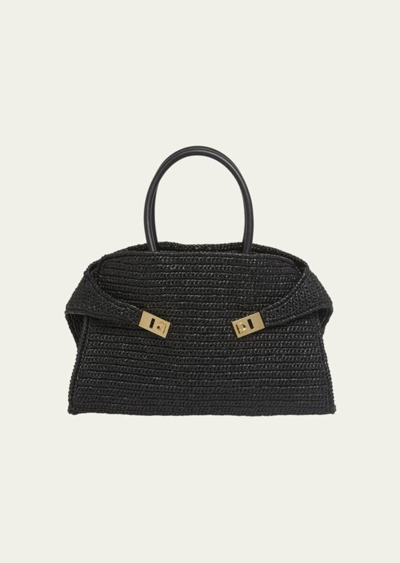 Ferragamo Hug Crochet Raffia Tote Bag