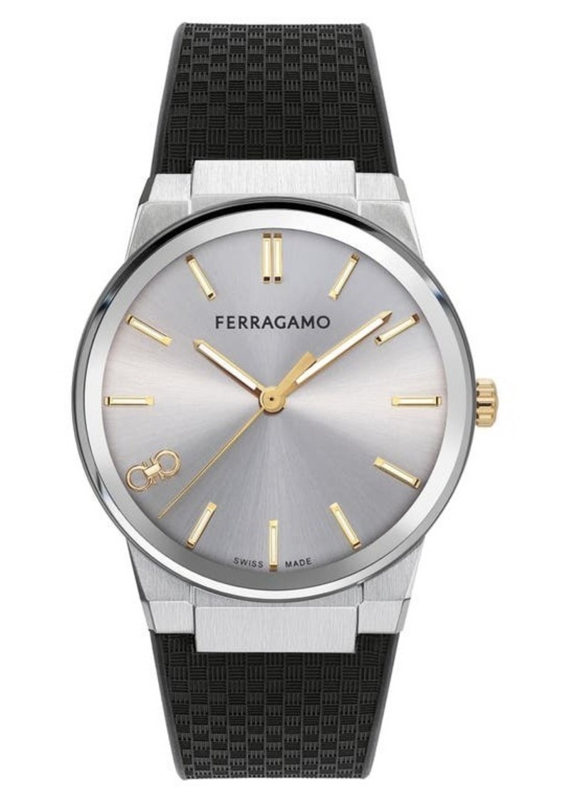 FERRAGAMO Infinity Sapphire Silicone Strap Watch