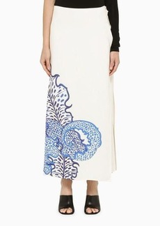 Ferragamo Ivory/blue asymmetric skirt