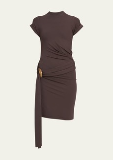 Ferragamo Jersey Wrap Dress with Buckle Detail