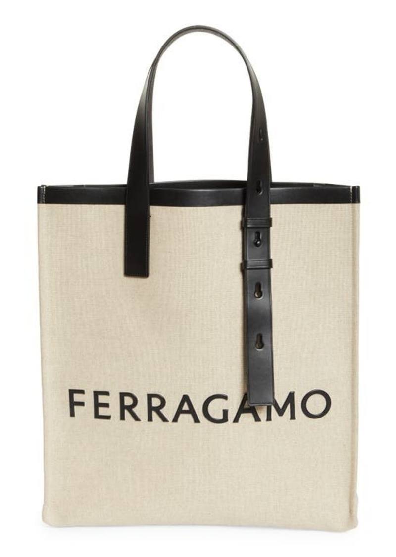 FERRAGAMO Logo Canvas Tote Bag with Removable Pouch