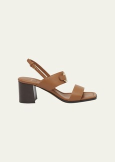 FERRAGAMO Lou Leather Gancio Slingback Sandals