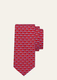 FERRAGAMO Men's Animali Gancio-Print Silk Tie