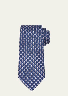 FERRAGAMO Men's Animali Silk Fish-Print Tie