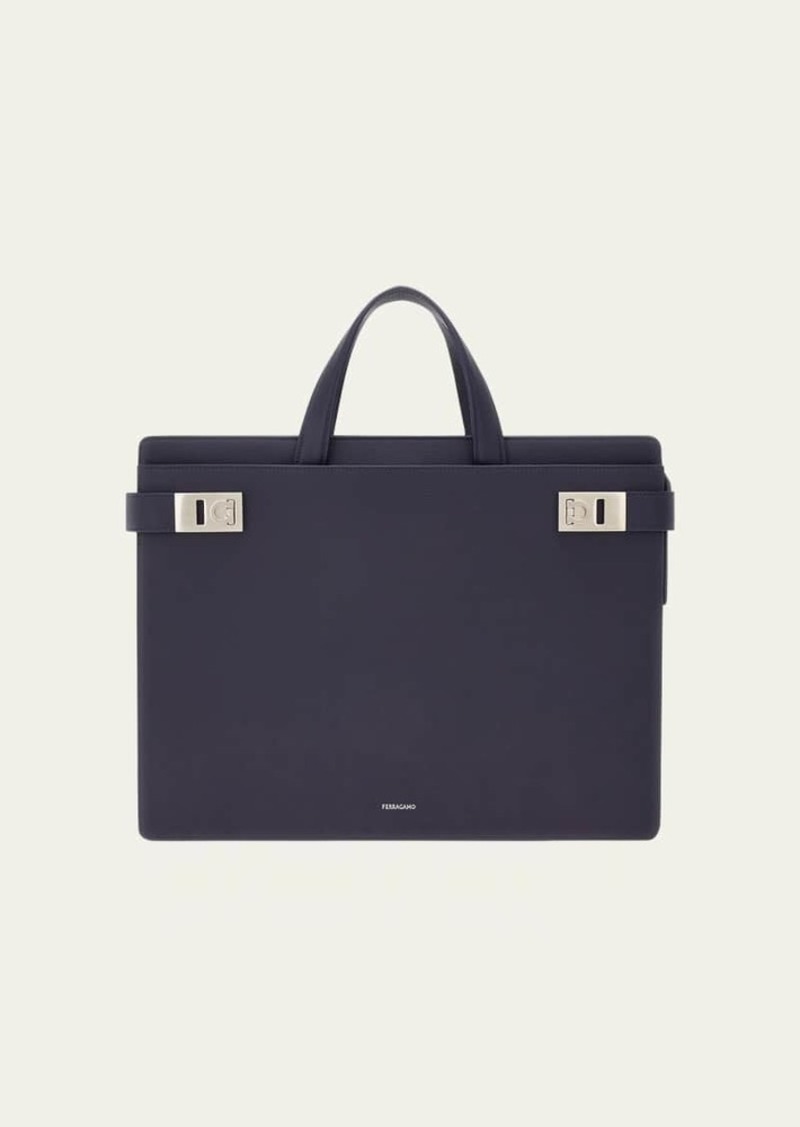 Ferragamo Men's Briefcase with Gancini Buckles