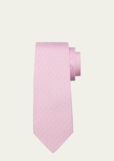 Ferragamo Men's Dolphin-Print Silk Tie