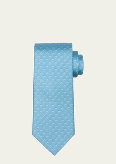 Ferragamo Men's Dolphin-Print Silk Tie