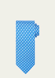 Ferragamo Men's Dolphin-Print Silk Tie