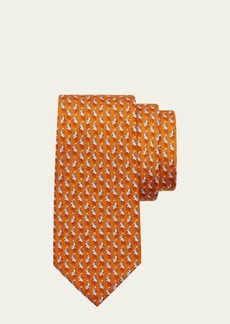 FERRAGAMO Men's Fish-Print Silk Tie