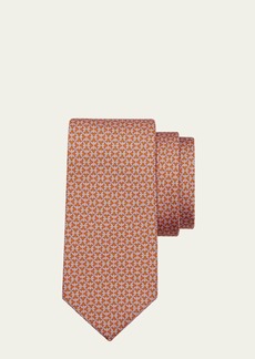 FERRAGAMO Men's Gancini-Print Silk Tie